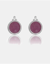 Georgini - Natural Ruby And Two Natural Diamond July Silver Earrings