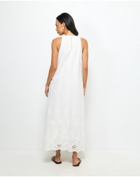AERE - Delilah Embroidered Cotton Lace Maxi Dress
