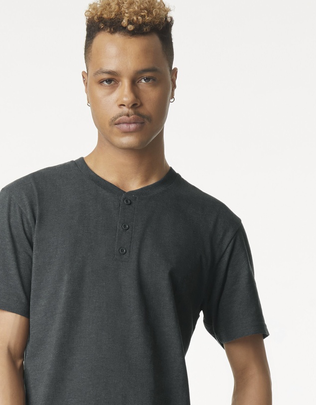 American Apparel - Unisex Henley Short Sleeve CVC T-Shirt
