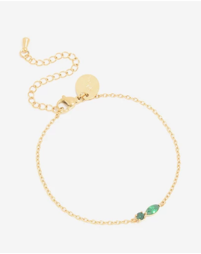 Lovisa - Waterproof Gold Plated Stainless Steel May Green Cubic Zirconia Birthstone Bracelet