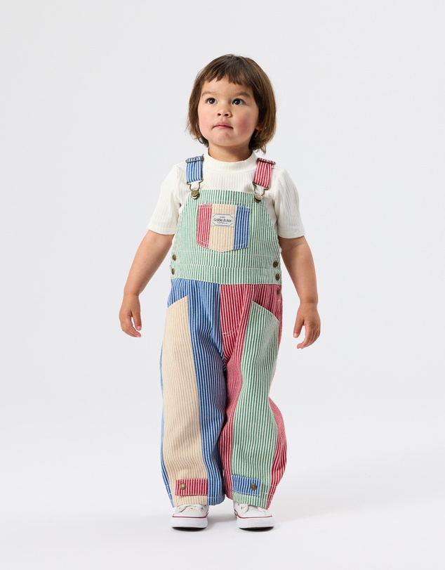 Goldie + Ace - Patchwork Stripe Blake Overalls - Babies-Kids