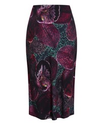 City Chic - Plus sizeSienna Orchid Print Midi Skirt - blackberry
