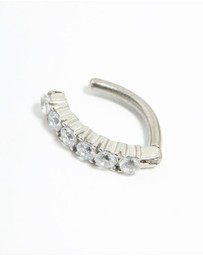 Lovisa - Titanium Cubic Zirconia Statement Curved Belly Ring