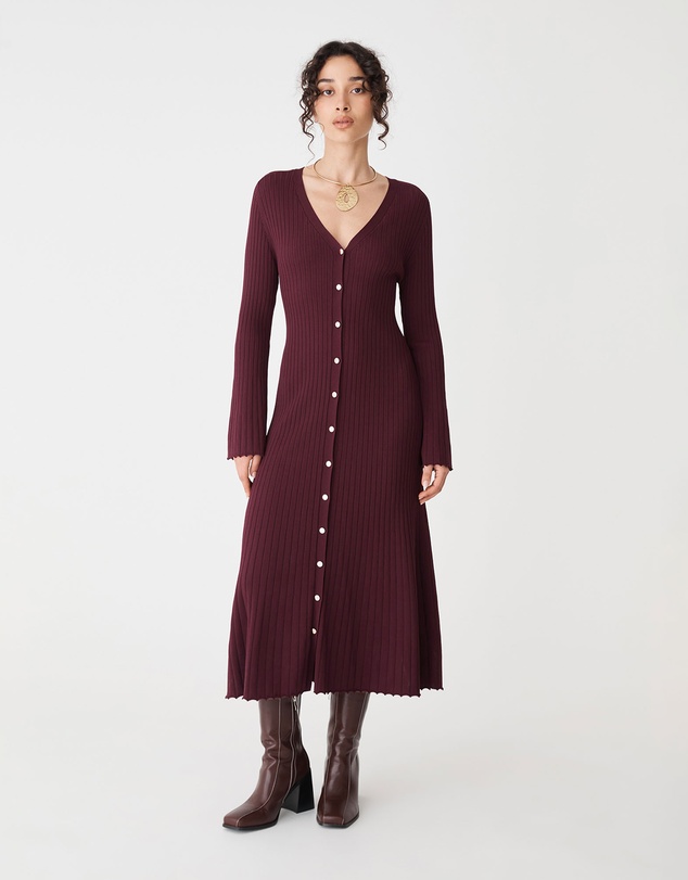 Forcast - Danica V-Neck Rib Knit Dress