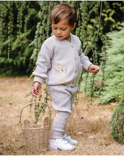 Kynd Baby - Organic Chunky Rib Knit Pant in Snow Marle