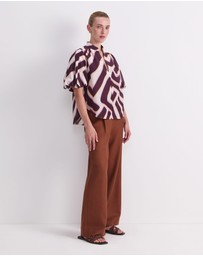 Sportscraft - Penny Short Sleeve Cotton Silk Blouse