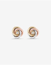 Michael Hill - Diamond Accent Tri Tone Knot Stud Earrings in 10kt Yellow, Rose and White Gold