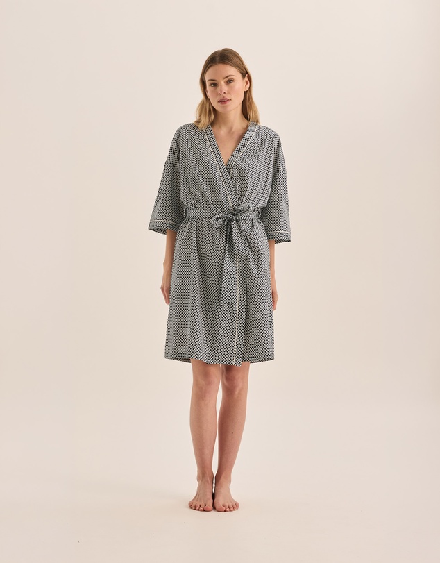Gingerlilly - Indigo Navy Diamond Cotton Robe