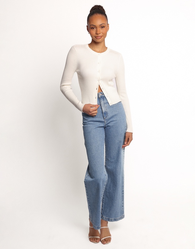 Petal & Pup - Searie Ribbed Cardigan Top - Cream