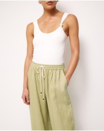AERE - Contrast Drawcord Linen Pants