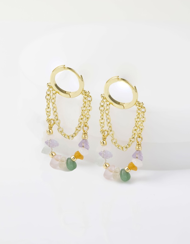 Wanderlust + Co - Kaleidoscope Beaded Gold Hoop Earrings