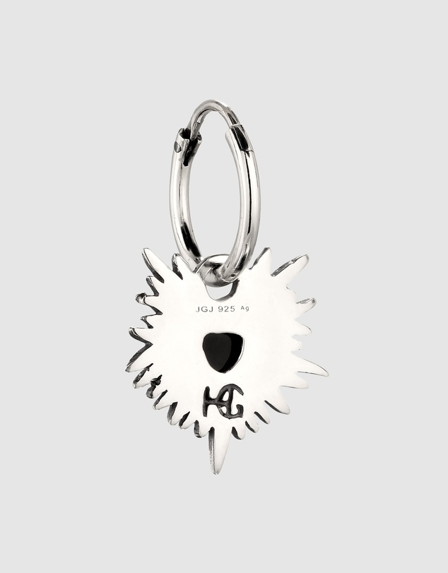 Haze & Glory - ICONIC EXCLUSIVE - Flaming Heart Charm Earring in Oxidized 925 Silver