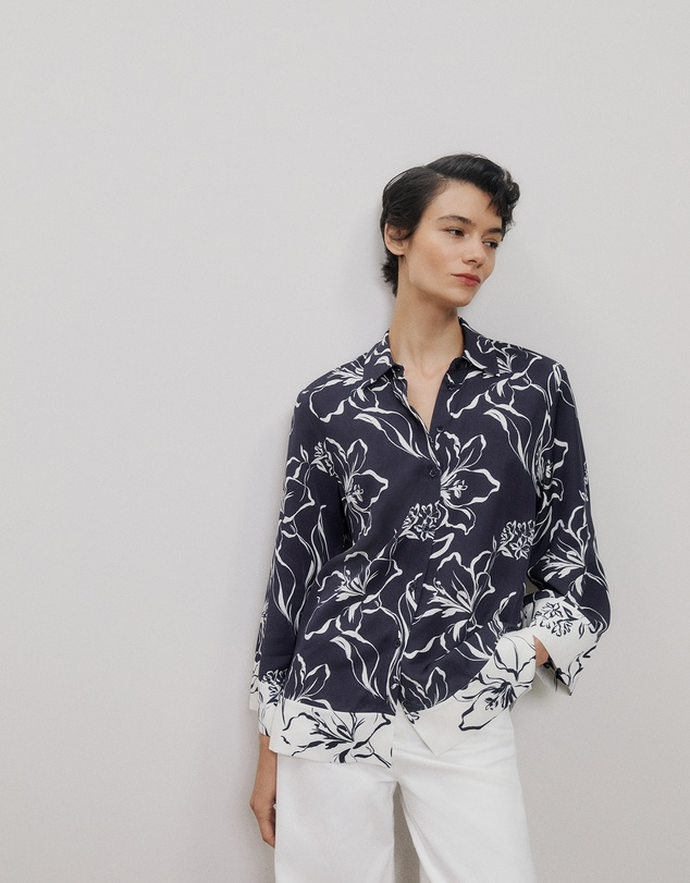 Trenery - Iluna Spliced Shirt in Night Sky