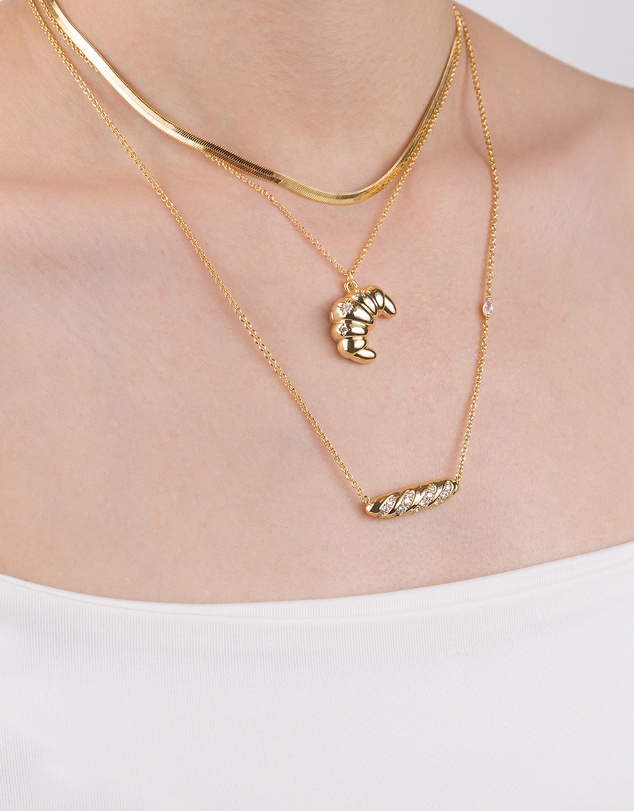 Wanderlust + Co - Baguette Pave Gold Necklace