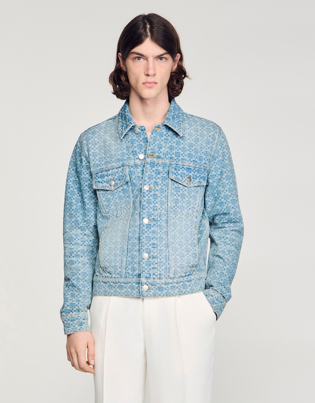 Sandro - Cross Sanded Trucker Denim Jacket