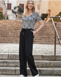 Sosandar - Wide Leg Tie Waist Trouser