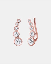 Elli Jewelry - Earrings Ear Cuff Circle Geo Crystals 925 Silver Rose Gold Plated
