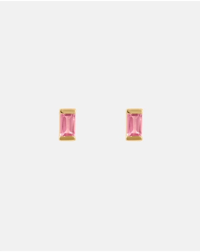 Kirstin Ash - Baguette Birthstone Studs October - Rhodolite Garnet