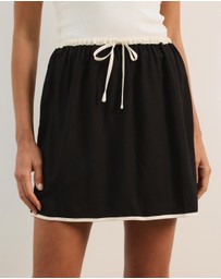 Atmos&Here - Jade Linen Blend Contrast Mini Skirt