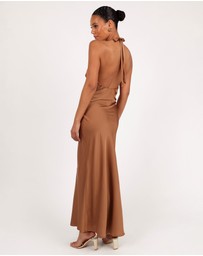 Petal & Pup - Kalina Halterneck Maxi Dress - Bronze