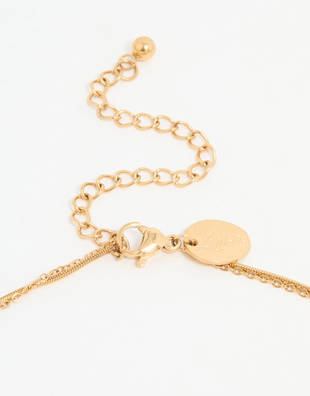 Lovisa - Waterproof Gold Plated Stainless Steel Bar & Coin Pendant Necklace