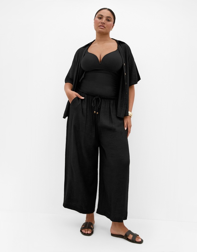 City Chic - Plus size Poolside Wide Leg Pant - black