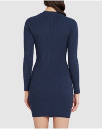 GUESS - Long Sleeve Mock Neck Cut Out Cambria Dress