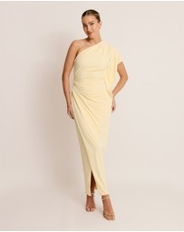 Six Stories - Asymmetric Stretch Gathered Maxi Dress