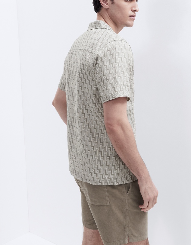 UNISON - Linen Geo Print Resort Shirt