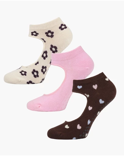 Pussyfoot - 3 Pack Bamboo Pilates Barre Yoga Grip Ankle Socks