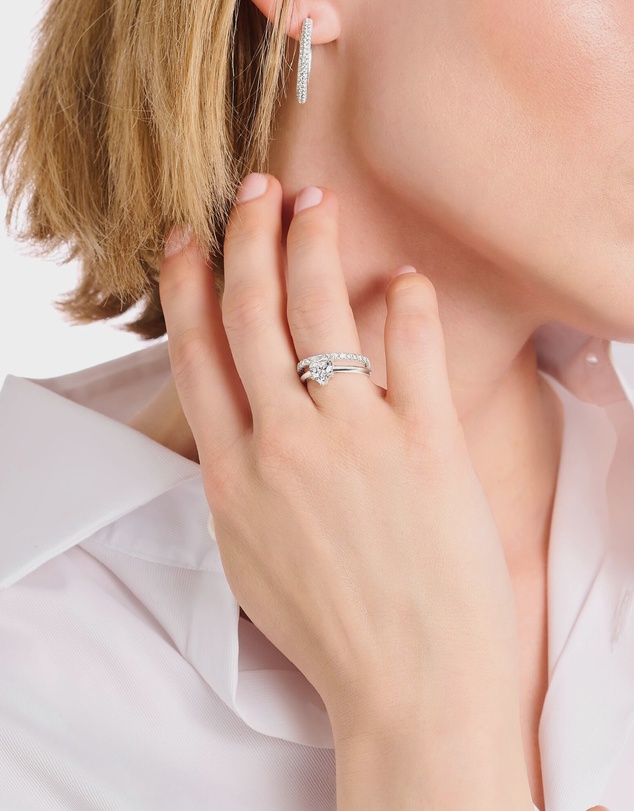 THOMAS SABO - Ring with white, heart-shaped zirconia