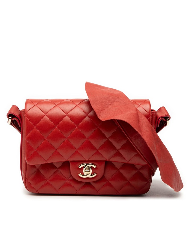 Pre-Loved by Azura Reborn - Pre-Loved CC Quilted Calfskin Ruffle Strap Flap