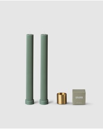 Black Blaze - Column Pillar Candle Duo With Brass Holder