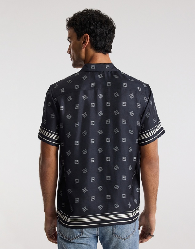Calibre - Monogram Scarf Silk Shirt Navy