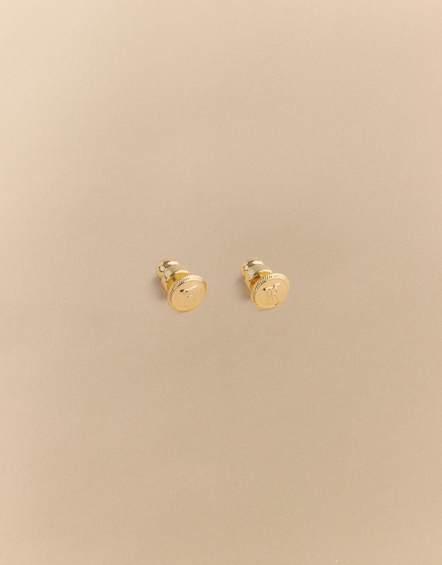 Trenery - Monogram Stud Earrings in Gold