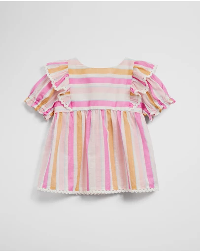 Country Road - Short Sleeve Frill Print Top