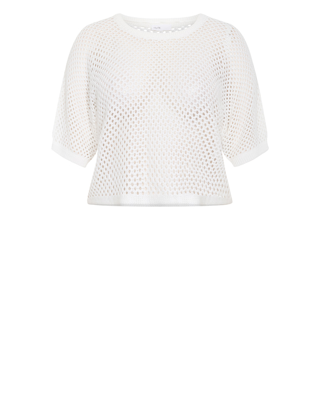 City Chic - Plus size Crochet Knit Top - ivory
