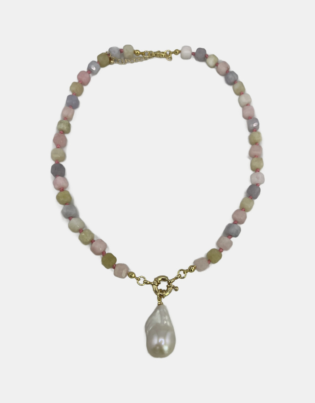 Izoa - Philippa Baroque Pearl Drop Necklace Pastel