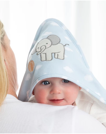 Living Textiles - Organic Hooded Towel - Elephant Playtime