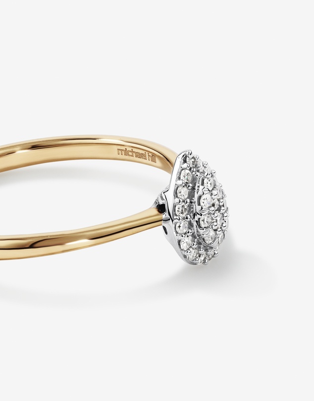 Michael Hill - 0.10 Carat TW Pear Cluster Diamond Promise Ring in 10kt Yellow and White Gold