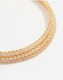 Lovisa - Gold Plated Diamante Triple Cupchain Wrist Cuff
