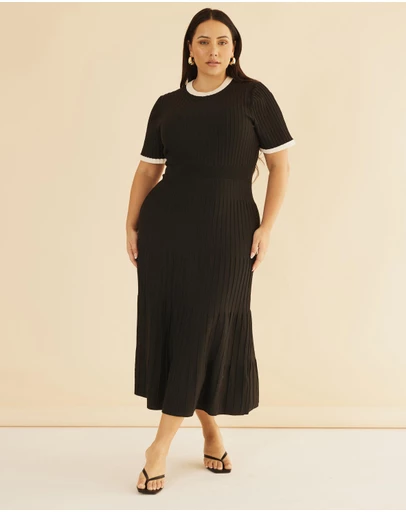 Atmos&Here Curvy - Kendra Contrast Knit Midi Dress