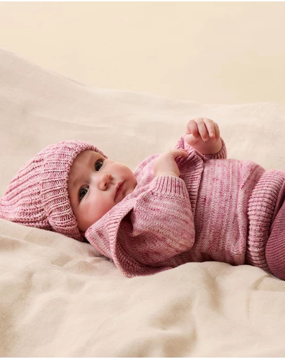 Wilson & Frenchy - Rhubarb And Cream Knitted Ruffle Jumper - Babies