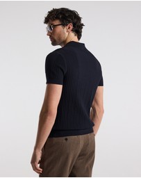 Calibre - Collared Technical Knit Polo Navy