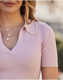 Sosandar - Pearl Collar Detail Knitted Top