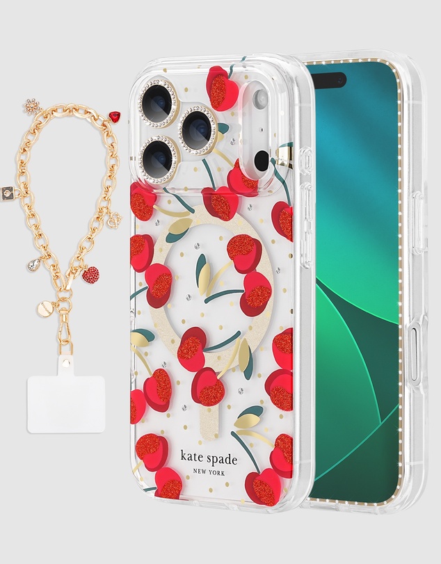 Kate Spade - Kate Spade Cherry Dot MagSafe Charm Bundle for iPhone 17 Pro Max