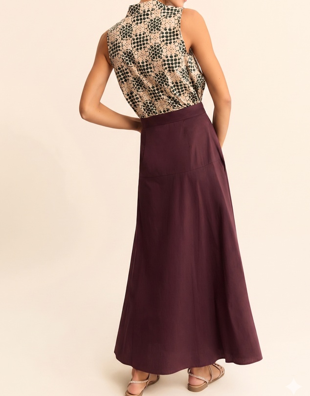 Emme - Plum Cotton Poplin Skirt