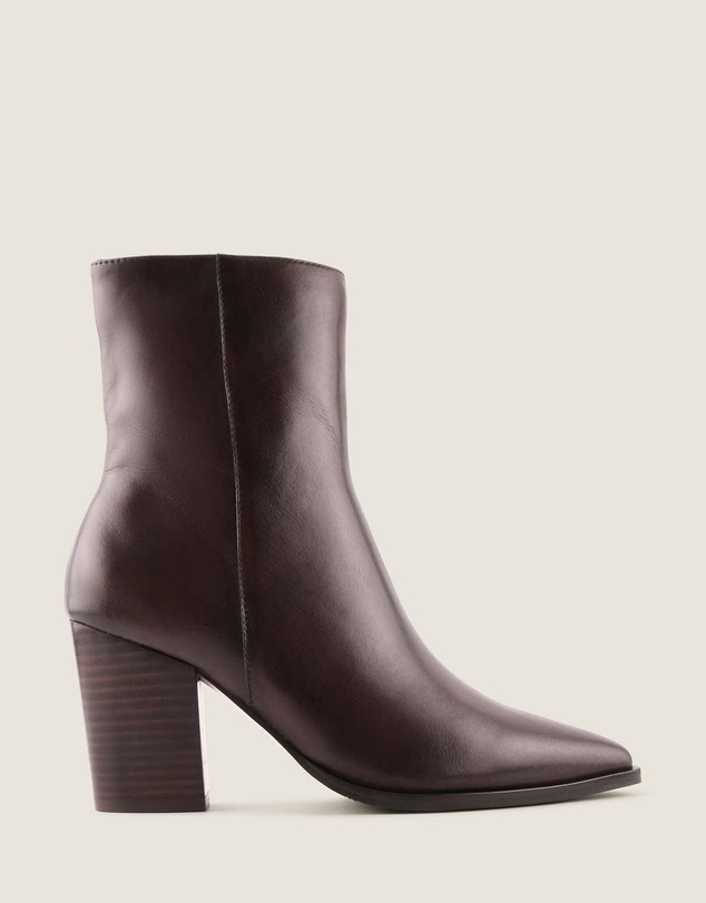 Shelly Shen - Ellis Heel Ankle Boots Brown Leather