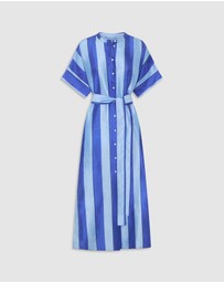Oroton - Slub Silk Stripe Column Dress