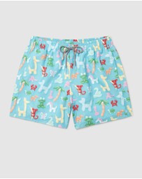 Boardies - Boardies Balloon Animals Teal Mid Length Swim Shorts